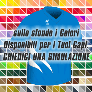 Maglia gara running traspirante Manica Corta. Articolo A213MM nel colore Azzurro-Bianco. Nello sfondo pantone con tutti i colori disponibili per creare il capo personalizzato. "Chiedi una simulazione".