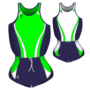 Completi gara Uomo da Running traspiranti Articolo A239+A339. Un completo ha la canotta di colore Verde-Bianco-Blu e pantaloncino Blu-Verde-Bianco. Il secondo completo canotta Bianco-Blu-Verde e pantaloncino Blu-Bianco-Verde.