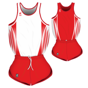 Completi gara Uomo da Running, traspiranti Hi-Performance. Articolo A246+A346 colore Bianco-Rosso e Rosso-Bianco.