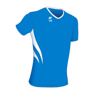 Maglia Aderente manica corta Slim-Fit per gara running Articolo a2670 modello (disegno) 213 nel colore Azzurro-Bianco.