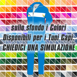 Tuta da rappresentanza articolo 1494 disegno (modello) 213Plus nel colore Azzurro Royal-Bianco-Giallo. Nello sfondo pantone con tutti i colori disponibili per creare il capo personalizzato. "Chiedi una simulazione".