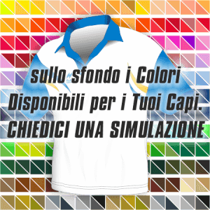Polo leggera e traspirante Pre-post gara. Articolo 251 disegno 213Plus nel colore Bianco-Azzurro-Giallo. Nello sfondo pantone con tutti i colori disponibili per creare il capo personalizzato. "Chiedi una simulazione".