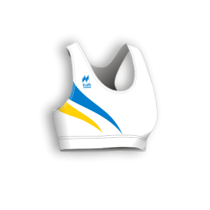Top Gara Atletica Donna articolo 27 disegno 213Plus nel colore Bianco-Azzurro-Giallo.