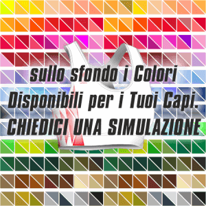 Top Gara Donna articolo 27 disegno 246 nel colore Bianco-Rosso. Nello sfondo pantone con tutti i colori disponibili per creare il capo personalizzato. "Chiedi una simulazione".