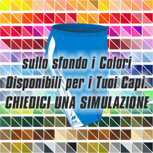 Bermuda elastica per la corsa Articolo 41 Disegno (modello) 2390 nel colore Azzurro-Bianco. Nello sfondo pantone con tutti i colori disponibili per creare il capo personalizzato. "Chiedi una simulazione".
