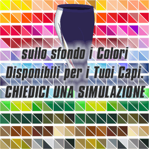 Pinocchietto (Fuseaux a 3-4) da Atletica Articolo 42 Disegno (modello) 232 nel colore Blu-Bianco-Arancio. Nello sfondo pantone con tutti i colori disponibili per creare il capo personalizzato. "Chiedi una simulazione".