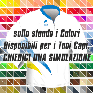 Maglia gara running traspirante Manica Lunga. Articolo A213PlusML nel colore Bianco-Azzurro-Giallo. Nello sfondo pantone con tutti i colori disponibili per creare il capo personalizzato. "Chiedi una simulazione".