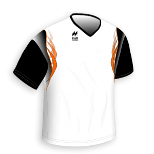 Maglia Gara Manica Corta traspirante per il running articolo A2570 disegno (modello) 2392 nel colore Bianco-Nero-Arancio.