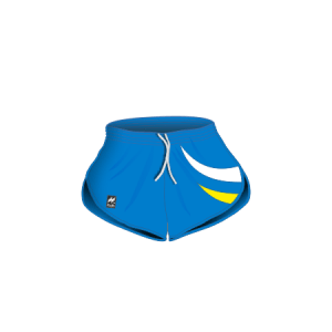 Pantaloncino gara running e atletica sgambato art. A313Plus nel colore Azzurro Royal-Bianco-Giallo.