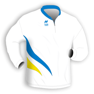 Maglia gara running traspirante Manica Lunga. Articolo A213PlusML nel colore Bianco-Azzurro-Giallo.