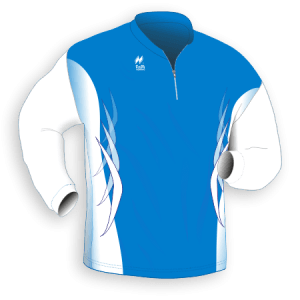 Maglia gara running traspirante Manica Lunga. Articolo A2390ML nel colore Azzurro-Bianco.