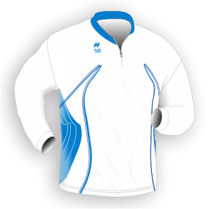 Maglia gara traspirante manica lunga articolo A2391ML nel colore Bianco-Azzurro.