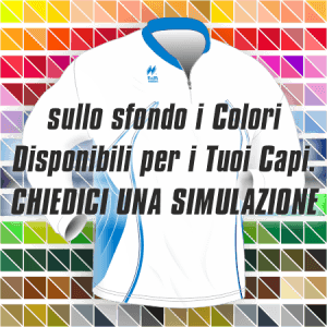 Maglia gara traspirante manica lunga articolo A2391ML nel colore Bianco-Azzurro. Nello sfondo pantone con tutti i colori disponibili per creare il capo personalizzato. "Chiedi una simulazione".
