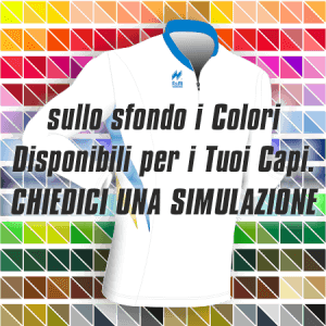 Maglia Aderente manica lunga Slim-Fit per gara running Articolo a267 modello (disegno) 213Plus nel colore Bianco con Disegno Azzurro-Giallo. Nello sfondo pantone con tutti i colori disponibili per creare il capo personalizzato. "Chiedi una simulazione".