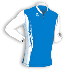 Maglia Aderente manica lunga Slim-Fit per gara running Articolo a267 modello (disegno) 2390 nel colore Azzurro-Bianco.