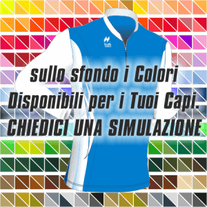 Maglia Aderente manica lunga Slim-Fit per gara running Articolo a267 modello (disegno) 2390 nel colore Azzurro-Bianco. Nello sfondo pantone con tutti i colori disponibili per creare il capo personalizzato. "Chiedi una simulazione".