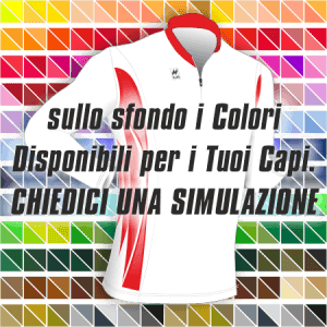Maglia aderente slim-fit manica lunga da corsa, iper traspirante, articolo A267 disegno (modello) 246 nel colore Bianco-Rosso. Nello sfondo pantone con tutti i colori disponibili per creare il capo personalizzato. "Chiedi una simulazione".