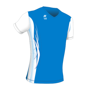 Maglia Aderente manica corta Slim-Fit per gara running Articolo a2670 modello (disegno) 2390 nel colore Azzurro-Bianco.