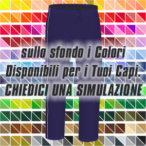 Pantalone leggero pre-post gara art. A3630 nel colore Blu Navy con profilo laterale Bianco. Nello sfondo pantone con tutti i colori disponibili per creare il capo personalizzato. "Chiedi una simulazione".