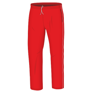 Pantalone leggero pre-post gara art. A3630 nel colore Rosso con profilo laterale Bianco.