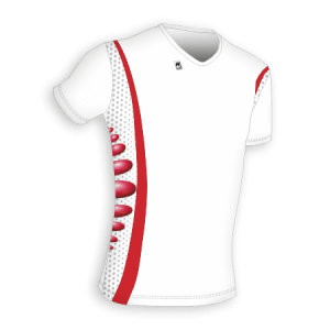 Maglia gara Aderente manica corta Slim-Fit a2670 modello (disegno) 230 Bianca con Disegno Rosso-Grigio